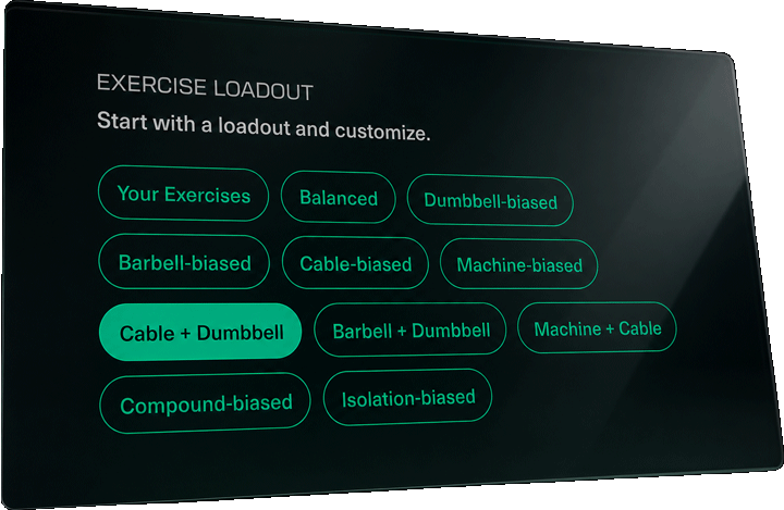 Exercise loadout options in Rep Loader